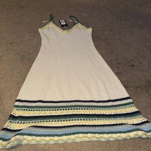 Universal Thread Cream and Blue Spaghetti Strap Maxi Sundress